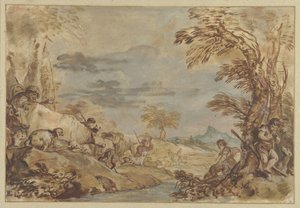 Paysage avec troupeaux en marche - Giovanni Benedetto Castiglione