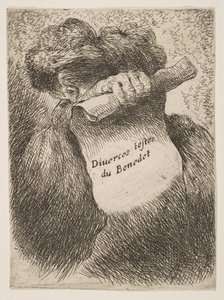 Homme tenant un parchemin devant son visage, de la série de Petites Têtes en Ori..., vers 1645-1650 - Giovanni Benedetto Castiglione