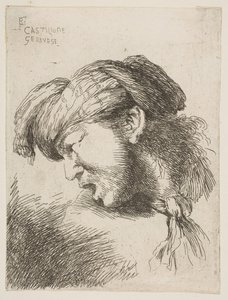 Homme portant un turban, une cravate attachée autour du cou, face à gauche, de la série de..., 1645-1650