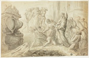 Résurrection de Lazare (recto); Voyageurs avec charrette devant une auberge (verso)