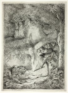 Les corps des saints Pierre et Paul cachés dans les catacombes - Giovanni Benedetto Castiglione