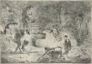 Tobie enterrant les morts, vers 1647-51 - Giovanni Benedetto Castiglione