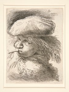 Jeune Homme Soufflant dans une Trompette, de la série Les petites têtes d - Giovanni Benedetto Castiglione