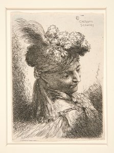 Jeune homme sans barbe, vu en 3/4 de vue, tourné vers la droite, regardant vers le bas, de la série Les petites têtes - Giovanni Benedetto Castiglione