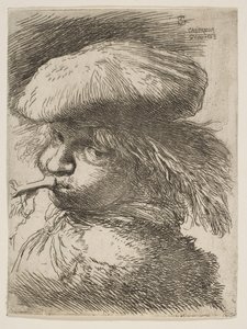 Jeune homme avec une trompette tourné vers la gauche, de la série des Petites Têtes en Oriental, vers 1645-1650 - Giovanni Benedetto Castiglione