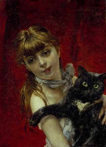 Fille avec chat noir, vers 1885