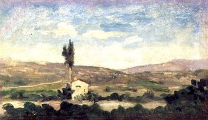 Paysage avec peuplier