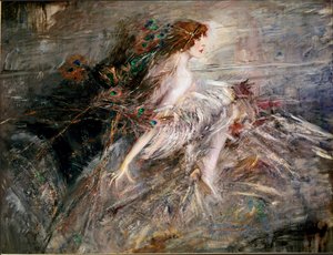 Portrait de la Marquise Casati avec des plumes de paon - Giovanni Boldini
