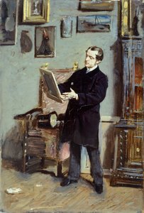 Autoportrait de Giovanni Boldini regardant une image, vers 1865 - Giovanni Boldini