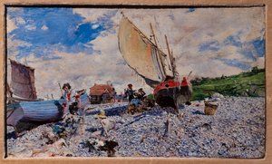 La Plage à Étretat - Giovanni Boldini