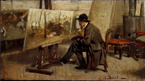 Le peintre Giovanni Fattori dans son atelier - Giovanni Boldini