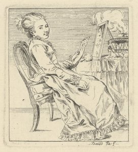 Jeune femme assise tenant une lettre - Giovanni David