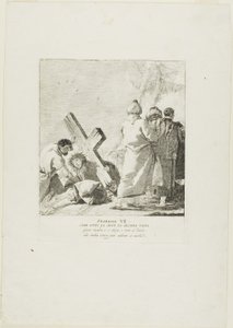 Le Christ tombe sous la croix pour la deuxième fois, planche sept du chemin de croix