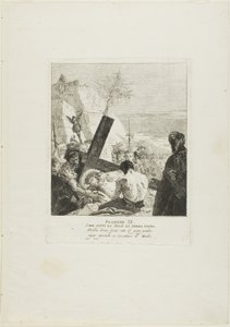 Le Christ tombe sous la croix pour la troisième fois, neuvième planche du chemin de croix. - Giovanni Domenico Tiepolo