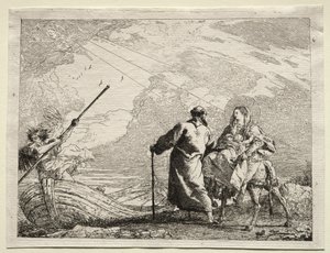 Fuite en Égypte : La Sainte Famille arrivant à la rive du fleuve - Giovanni Domenico Tiepolo
