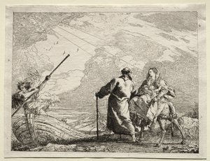 Fuite en Égypte : La Sainte Famille arrivant à la rive du fleuve - Giovanni Domenico Tiepolo