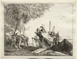 Fuite en Égypte : La Sainte Famille débarquant - Giovanni Domenico Tiepolo