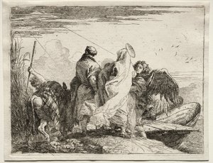 Fuite en Égypte : La Sainte Famille quittant le rivage - Giovanni Domenico Tiepolo