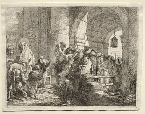 Fuite en Égypte : La Sainte Famille passant sous une arche
