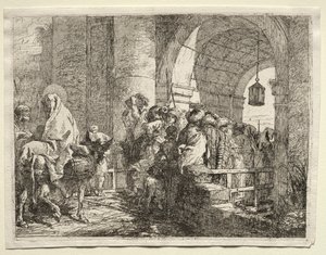 Fuite en Égypte : La Sainte Famille passant sous une arche - Giovanni Domenico Tiepolo