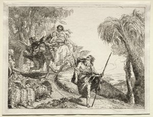 Fuite en Égypte : La Sainte Famille et le troupeau de moutons - Giovanni Domenico Tiepolo