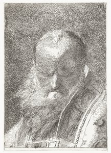 Ecclésiastique à tête chauve en chasuble - Giovanni Domenico Tiepolo