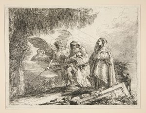 Joseph portant Jésus dans ses bras, de la série Idee pittoresche sopra la fuga in Egitto - Giovanni Domenico Tiepolo