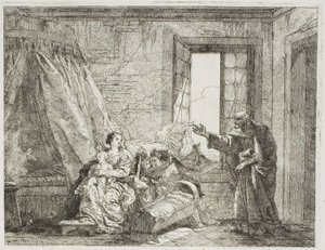 Joseph Annonce à Marie Leur Départ Imminent, planche quatre de La Fuite en Égypte - Giovanni Domenico Tiepolo