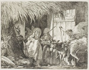 Joseph et Marie cherchant un abri, planche cinq de La Fuite en Égypte - Giovanni Domenico Tiepolo