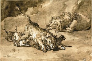 Lion, lionne et lionceaux - Giovanni Domenico Tiepolo