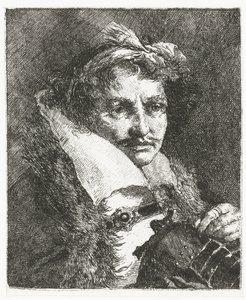 Homme avec moustache et casque (Collection de têtes) - Giovanni Domenico Tiepolo