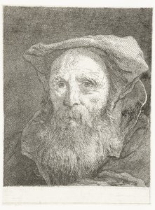 Vieil homme avec barbe et béret (Verzameling hoofden) (Raccolta di Teste) - Giovanni Domenico Tiepolo