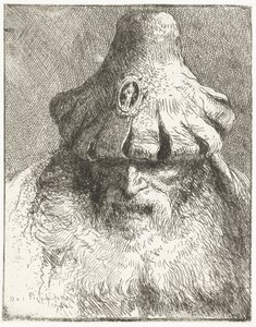 Vieil homme avec un bonnet conique à bord découpé (série: Collection de têtes) (série: Raccolta di Teste) - Giovanni Domenico Tiepolo