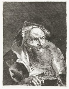 Vieil homme avec chaîne et livre (Collection de têtes) - Giovanni Domenico Tiepolo
