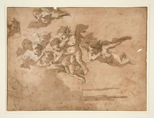 Putti volant dans les nuages - Giovanni Domenico Tiepolo
