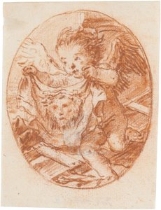 Putto mit Schweißtuch der Veronika und den Leidenswerkzeugen