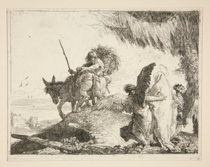 La Sainte Famille entre deux anges, de la série Idée pittoresche sopra la fuga in Egitto - Giovanni Domenico Tiepolo