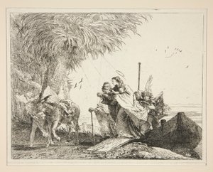 La Sainte Famille débarquant, de la série Idee pittoresche sopra la fuga in Egitto (Fuite en Égypte) - Giovanni Domenico Tiepolo