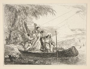 La Sainte Famille entre dans un bateau, de la série Idées pittoresques sur la fuite en Égypte - Giovanni Domenico Tiepolo