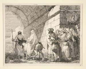 La Sainte Famille passant sous une arche, quittant par une porte de la ville, de la série Idee pittoresche sopra la fuga in Egitto