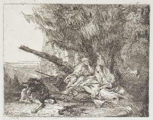 La Sainte Famille se reposant dans un bois, planche 23 de La Fuite en Égypte - Giovanni Domenico Tiepolo
