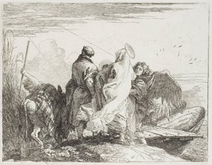 La Sainte Famille descendant de la berge, planche quinze de La Fuite en Égypte - Giovanni Domenico Tiepolo