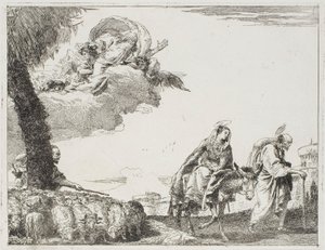 La Sainte Famille marchant le long d
