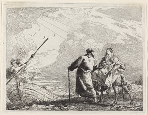 La Sainte Famille au bord de la rivière - Giovanni Domenico Tiepolo