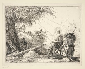 La Sainte Famille sur un chemin rocailleux, de la série Idées pittoresques sur la fuite en Égypte - Giovanni Domenico Tiepolo