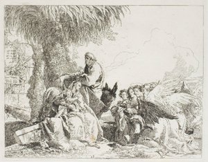 Le Repos pendant la fuite, planche treize de La Fuite en Égypte - Giovanni Domenico Tiepolo
