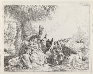 Le repos pendant la fuite, avec des anges adorateurs - Giovanni Domenico Tiepolo