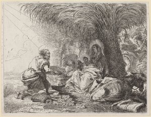 Le repos pendant la fuite avec Joseph en adoration