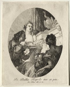 Trois femmes présentant des cadeaux de Marc Antoine à Cléopâtre - Giovanni Domenico Tiepolo
