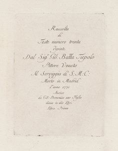 Page de titre, de la Raccolta di Teste - Giovanni Domenico Tiepolo